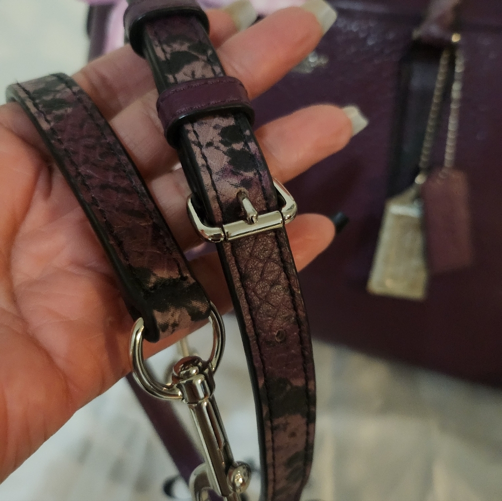 Coach Plum Pebbled Leather 2way Satchel W Twilly EUC - Picture 15 of 16